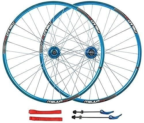 Mountain Bike Wheel : AINUO Wheel Mountain Bike 26" MTB Bicycle WheelSet Disc Brake Compatible 7 8 9 10 Speed Double Wall Alloy Rim 32H (Color : Blue)