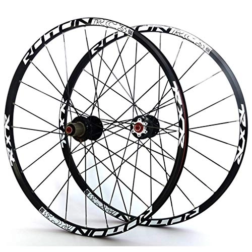 Mountain Bike Wheel : AINUO Wheelset 26 27.5 29er Mountain Bike Wheels Front And Rear Bicycle Double Wall Alloy Rim 7 Palin Bearing Disc Brake QR 1790g 7-11 Speed Card Type Hubs 24H (Color : A-Black, Size : 27.5in)