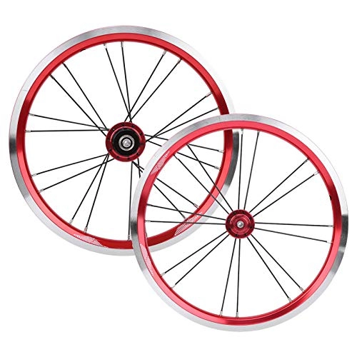 Mountain Bike Wheel : Alomejor Mountain bike rims wheel 16in Wheelset V Brake Speed Change Bicycle Motocross Front 2 Rear 4 Bearing 11 Speed(Red)