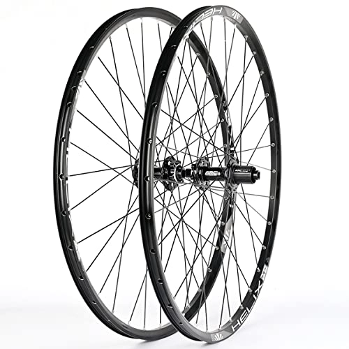 Mountain Bike Wheel : Aluminum Alloy MTB Mountain Bicycle Wheelset 26 27.5 29 Inch Disc Brake Barrel Shaft Front Rear Wheels Fit 8 9 10 11 Speed Cassette Black (Size : 27.5INCH)