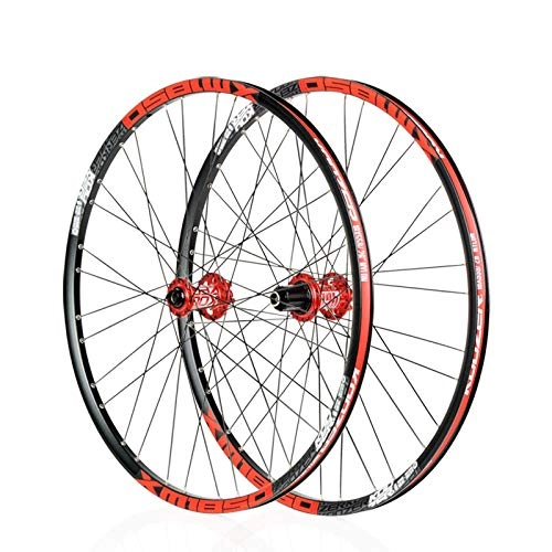 Mountain Bike Wheel : Am Koozer XM1850 Front & Rear Mountain Bike Wheel Set 9x100mm 10x135mm 26 27.5" (Red Hub Red Rim, 27.5)