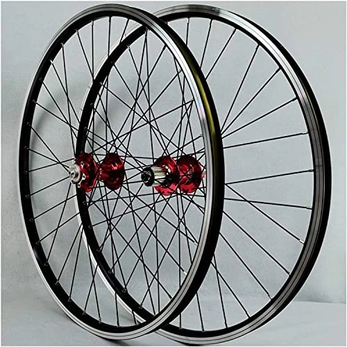 Mountain Bike Wheel : Amdieu Wheelset 26 / 27.5 / 29" Double Wall Wheelset, Double Wall Alloy Wheel Rim Mountain Bike Quick Release Sealed Bearing Disc / V Brake QR 7-12 Speed road Wheel (Color : Red, Size : 29inch)
