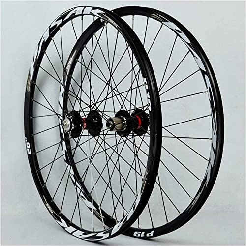 Mountain Bike Wheel : Amdieu Wheelset 26 27.5 29 Inch Mountain Bike Wheelset, Disc Double Layer Rim Disc / Brake Bicycle QR 7 / 8 / 9 / 10 / 11 Speed 32 Hole Sealed Bearing road Wheel (Color : Black, Size : 26inch)