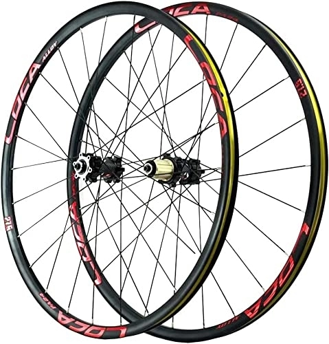 Mountain Bike Wheel : Amdieu Wheelset 26 27.5 29 Inch MTB Bicycle Wheel, Disc Brake Bike Wheelset 24 Spoke For 7-12 Speed Cassette QR Sealed Bearing Hubs 1850g road Wheel (Color : Red, Size : 27.5inch)