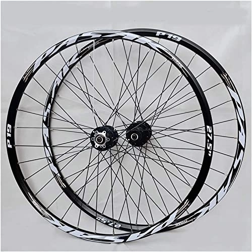 Mountain Bike Wheel : Amdieu Wheelset 26 / 27.5 / 29 Inch MTB Wheelset, Bike Front Rear Wheel Disc Brake Bicycle Double Wall Rim QR 7-11 Speed 32H Sealed Bearing road Wheel (Color : Black, Size : 27.5inch)