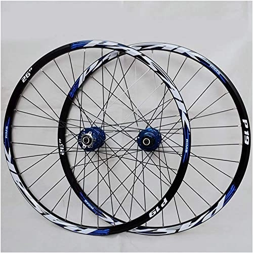 Mountain Bike Wheel : Amdieu Wheelset 26 / 27.5 / 29 Inches Mountain Bike Wheelset, Hub Sealed Palin Bearing Disc Brake QR 7 / 8 / 9 / 10 / 11 Speed 32H MTB Double Wall Rims road Wheel (Color : Blue, Size : 27.5inch)