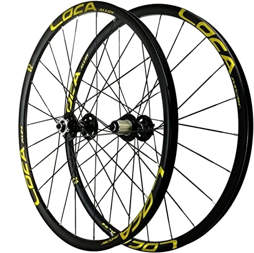 Mountain Bike Wheel : Amdieu Wheelset 26 / 27.5 Inch Bicycle Wheel Set, Aluminum Alloy Quick Release Wheel Disc Brake Wheel Mountain Bike Wheel 8 / 9 / 10 / 11 / 12 speed road Wheel (Color : Yellow, Size : 26inch)