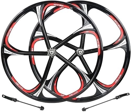 Mountain Bike Wheel : Amdieu Wheelset 26-inch Magnesium Alloy Integrated Wheel, Magnesium 5 Knife Bearing Rim Mountain Bike Cassette Type Rotary Integrated Wheel road Wheel (Color : Black, Size : 26inch)