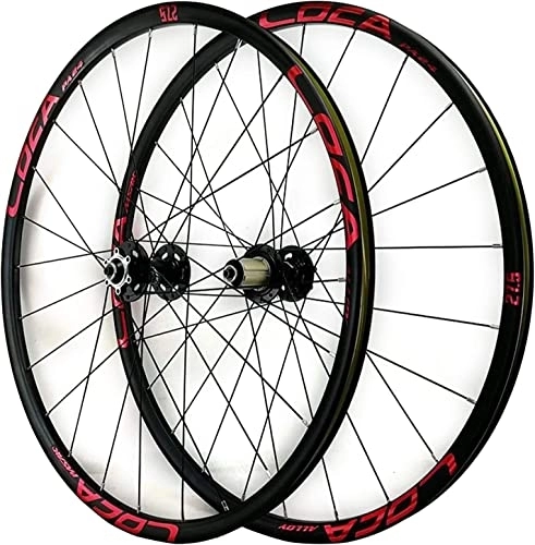 Mountain Bike Wheel : Amdieu Wheelset Mountain Bike Wheelset 26 / 27.5 / 29in, Sealed Bearing Disc Brake 7 / 8 / 9 / 10 / 11 / 12 Speed Cassette QR MTB Front and Rear Wheel road Wheel (Color : Black Red, Size : 27.5inch)