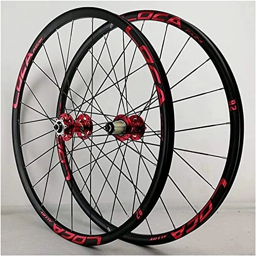 Mountain Bike Wheel : Amdieu Wheelset MTB Bicycle Wheelset 26 27.5 Inch, Double Layer Alloy Mountain Bike Rim Palin Bearing Hub Quick Release 24H 7 8 9 10 11 12 Speed road Wheel (Color : Red, Size : 27.5inch)