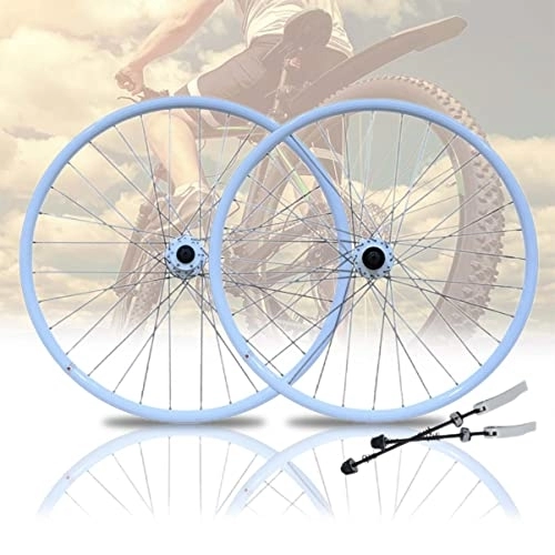 Mountain Bike Wheel : Asiacreate 26 Inch MTB Wheel Set Disc Brake Bicycle Front Rear Wheel 32 Spoke Mountain Bike Rims 7 8 9 10 Speed Cassette QR Hubs (Color : White, Size : 26'')