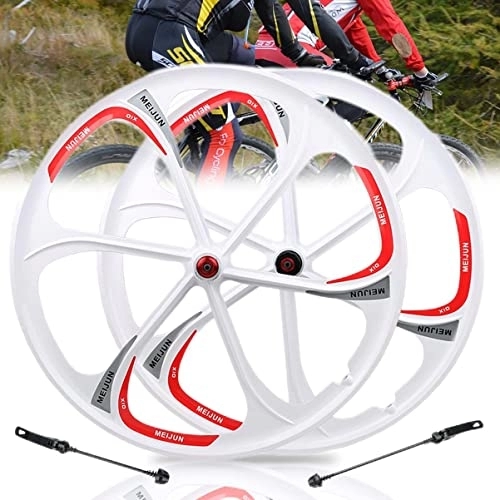 Mountain Bike Wheel : Asiacreate 26" MTB Bike Magnesium Alloy Wheel Set Disc Brake Quick Release 7 / 8 / 9 / 10 Speed Front Rear Wheel 5 / 6-Spoke Rim For Mountain Bike (Color : 26'' White, Size : Wheelset)