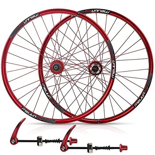 Mountain Bike Wheel : Asiacreate 26" MTB Bike Wheel Set Disc Brake Quick Release 32H Rim 7 / 8 / 9 / 10 Speed Cassette Hub Front Rear Wheels For Mountain Bike (Color : Red)
