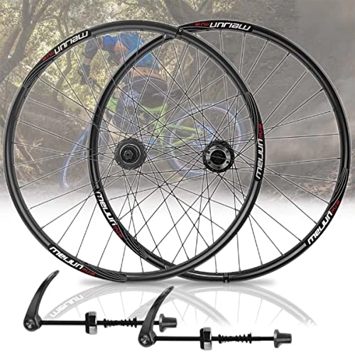 Mountain Bike Wheel : Asiacreate 26in Wheelset Mountain Bike Wheel Aluminum Alloy Hubs Quick Release Disc Brake Rims Fit 7 8 9 10 Speed Cassette (Color : Black)