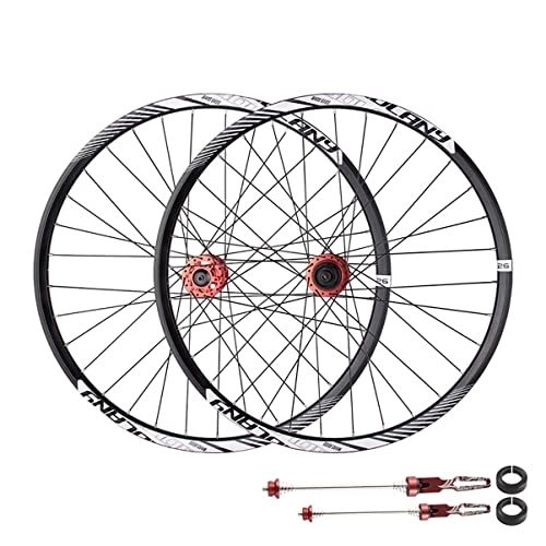 Mountain Bike Wheel : Asiacreate Cycle Wheel 26 / 27.5 / 29" Double Layer Alloy Wheelset 32H Rim Quick Release Sealed Bearing Disc Brake QR Mountain Bike Wheelset (Color : Red, Size : 29'')