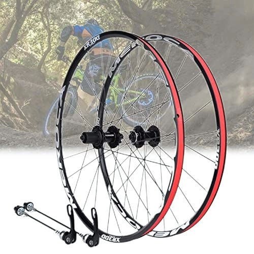 Mountain Bike Wheel : Asiacreate Mountain Bicycle Wheel Set 26'' 27.5'' Quick Release Wheels Double Layer Disc Brake Bike Wheel 24 Hole Straight Pull Hub For 8 9 10 11 Speed (Color : Black, Size : 27.5'')