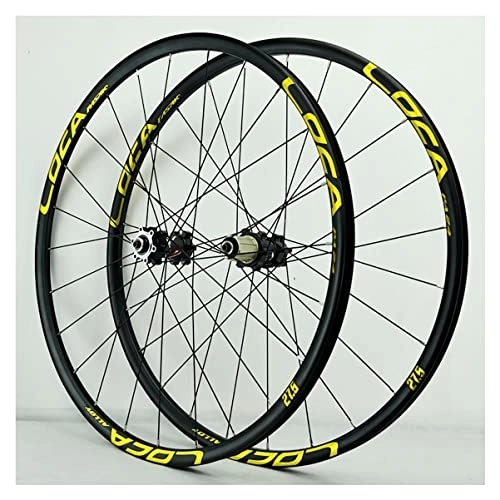 Mountain Bike Wheel : Asiacreate Mountain Bike Quick Release Wheelset 26 27.5 29'' Rim 24H Disc Brake MTB Wheelset Fit For 8-12 Speed Freewheels Bicycle Wheel Set (Color : Gold, Size : 29'')