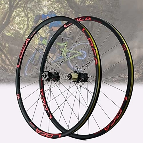 Mountain Bike Wheel : Asiacreate Mountain Bike Wheelset 26 / 27.5 / 29 Inch Disc Brake Quick Release MTB Wheel Straight Pull 24H Rim Front Rear Wheels Fit 8-12 Speed Cassette (Color : Red, Size : 26'')