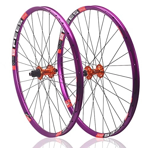 Mountain Bike Wheel : Asiacreate Mountain Bike Wheelset 26 27.5 29 Inch MTB Wheelset Thru Axle Disc Brake 32H Rim Front Rear Wheels For 8 / 9 / 10 / 11 / 12 Speed Cassette (Color : Orange, Size : 26'')
