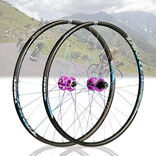 Mountain Bike Wheel : Asiacreate Mountain Bike Wheelset 26 / 27.5 / 29'' MTB Disc Brake Wheels Rims QR Sealed Bearing Hub 7 8 9 10 11 12 Speed Cassette Bicycle Wheel (Color : Purple, Size : 29'')