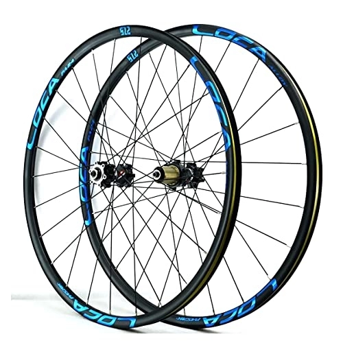 Mountain Bike Wheel : Asiacreate Mountain Bike Wheelset Quick Release Wheel 26 27.5 29'' MTB Wheelset 24H Rim Disc Brake Bicycle Wheel Fit 8-12 Speed Cassette (Color : Blue, Size : 26in)