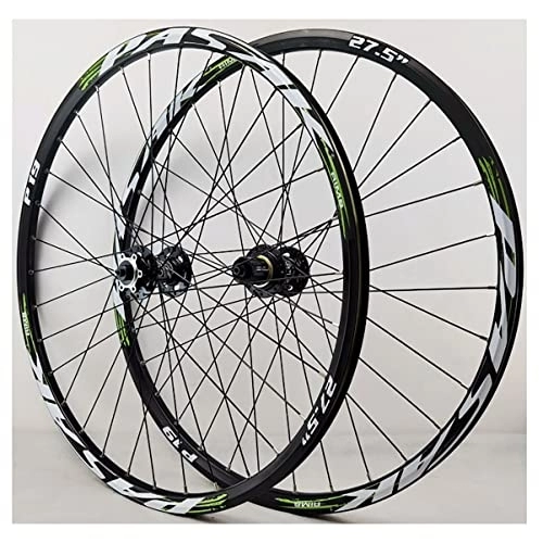 Mountain Bike Wheel : Asiacreate MTB Wheelset 26" 27.5" 29" Quick Release Disc Brake 32H Aluminum Alloy Rim Mountain Bike Wheels For 7-11 Speed Cassette Bike Wheel Set (Color : GREEN, Size : 27.5'')