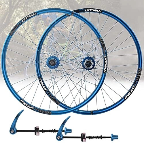 Mountain Bike Wheel : Asiacreate MTB Wheelset 26 Inch Disc Brake Front Rear Wheel 32 Spoke Mountain Bike Rims QR Ball Bearing Hubs Fit 7 8 9 10 Speed Cassette (Color : Blue, Size : Wheelset)
