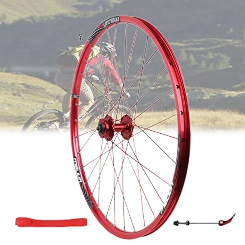 Mountain Bike Wheel : Asiacreate MTB Wheelset 26 Inch Disc Brake Front Rear Wheel 32 Spoke Mountain Bike Rims QR Ball Bearing Hubs Fit 7 8 9 10 Speed Cassette (Color : Red, Size : Front)