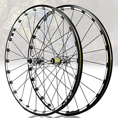 Mountain Bike Wheel : Asiacreate Thru Axle Bike Wheelset 26'' 27.5'' 29'' Mountain Bicycle Front Rear Wheel Set Double Layer Disc Brake 24-Hole Straight-Pull Hub For 7 8 9 10 11 12 Speed (Color : Titanium, Size : 29IN)