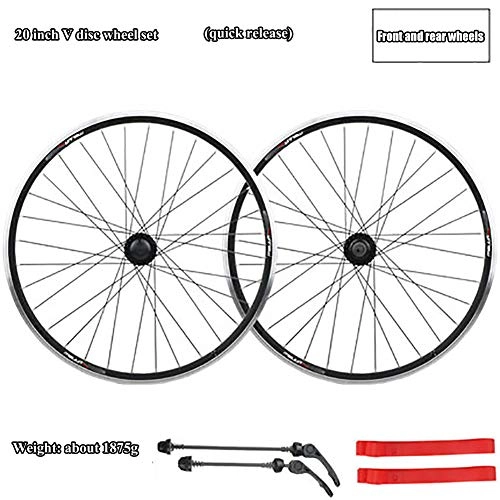 Mountain Bike Wheel : ASUD 20 inch Aluminum Mag Wheels / Black / Bicycle Wheel / Rim V brake dual purpose wheel set Quick release Split mountain bike wheel