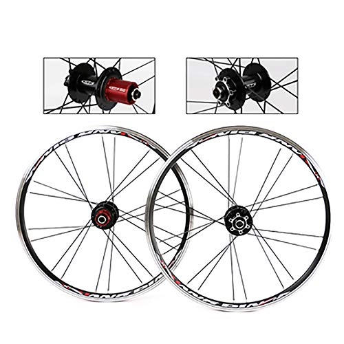 Mountain Bike Wheel : ASUD 20 inch Bicycle wheel set Silver Rear Mountain Bike Wheel Disc brake Suitable for large line self-folding vehicles