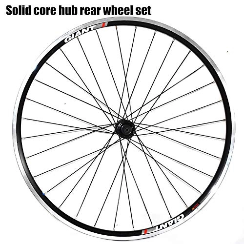 Mountain Bike Wheel : ASUD 26 inch Silver Rear Mountain Bike Wheel Solid mandrel hub front wheel set V brake mountain wheel set