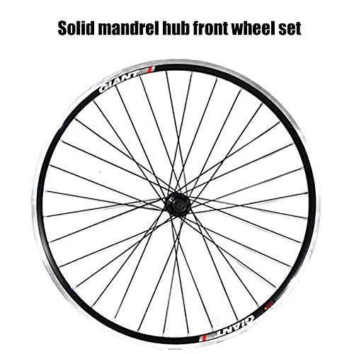 Mountain Bike Wheel : ASUD 26 inche Silver Rim Front Wheel Solid mandrel hub front wheel set V brake mountain wheel set