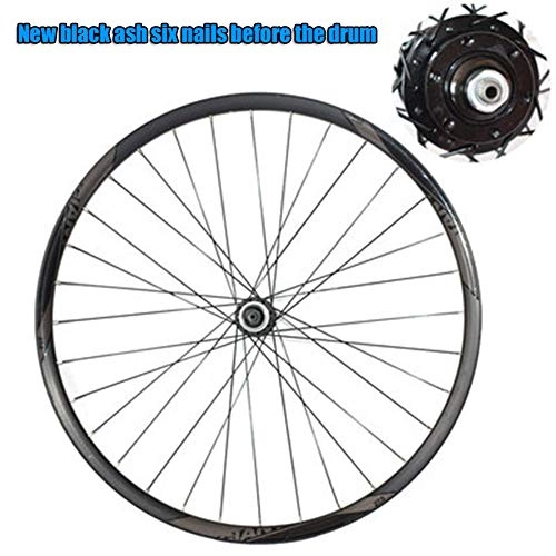 Mountain Bike Wheel : ASUD Bicycle Wheel 27.5, Nouvelle cendre noire six ongles avant le tambour