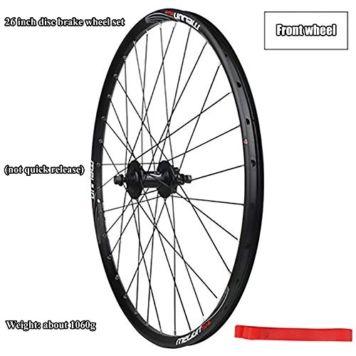 Mountain Bike Wheel : ASUD Front Bicycle Wheel 26 inch, Disc brake split mountain bike wheel, Bolt On, Black