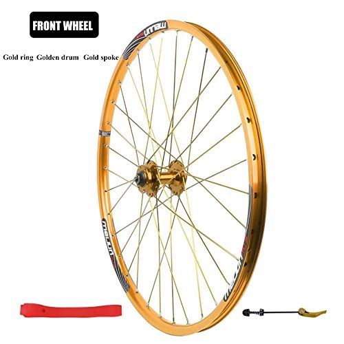 Mountain Bike Wheel : ASUD MTB Comp 26 inch Mountain bike bicycle single front wheel set XERO ball hub aluminum alloy double rim, Gold
