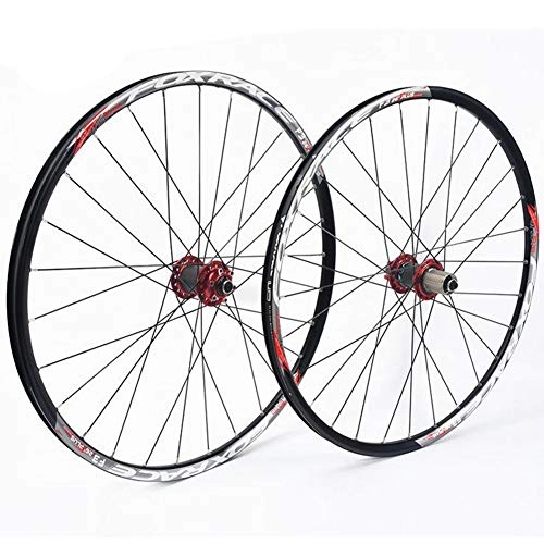 Mountain Bike Wheel : ASUD MTB Mountain Bike WheelFfront 2 Rear 4 Sealed Bearing Hub Disc Wheelset Wheels 27.5inch Flat Spokes Rim Palin Big Flower Drum Wheel Set (Red)