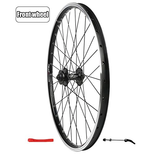 Mountain Bike Wheel : ASUD Rim Front Wheel, Card flywheel aluminum alloy quick release V brake disc brake wheel single wheel hub (24-Inch)