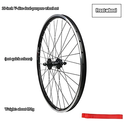 Mountain Bike Wheel : ASUD Silver 20 inch Rim Front Wheel, Non-quick release, Disc brake split mountain bike wheel