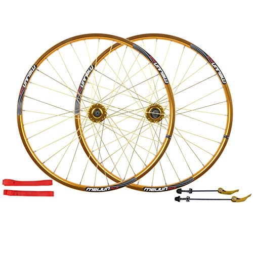 Mountain Bike Wheel : AZUOYI Mountain Bike Disc Brake Wheel Set 26 Inch 32H Bicycle Wheel Aluminum Alloy Wheel Hub, 7 / 8 / 9 / 10 Speed, Yellow