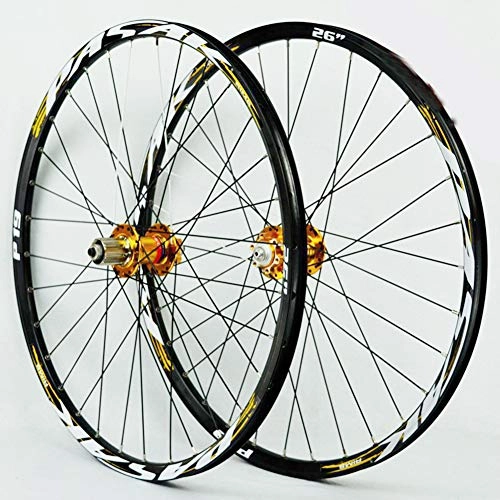 Mountain Bike Wheel : AZUOYI Mountain Bike Wheel Set 26 / 27.5 / 29 Inches, 4 Palin 042 Bearing Disc Brake Hub, 7-11 Speed, 32H, B, 26
