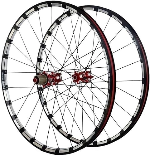 Mountain Bike Wheel : Bicycle Front And Rear Wheels 26 / 27.5 Inch Mountain Bike Wheel Set Carbon Fiber Hub Disc Brake Quick Release 9 1011 Speed Wheelsets (Color : Red, Size : 27.5inch)