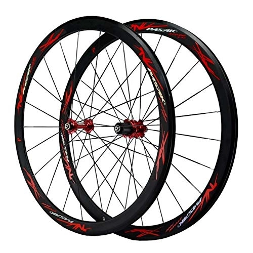 Mountain Bike Wheel : Bicycle Wheel 700c, Cycling Wheels Aluminum Alloy Double-decker Mountain Bike Rim Quick Release C Brake / V Brake 7 / 8 / 9 / 10 / 11 / 12 Shift Wheel (Color : Red)