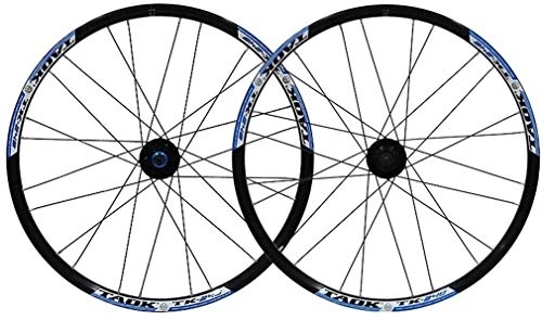 Mountain Bike Wheel : Bicycle Wheel Bike Wheel Bike Wheel Set 24" MTB Wheel Double Wall Alloy Rim Tires 1.5-2.1" Disc Brake 7-11 Speed Palin Hub Quick Release 24H (Color : Blue)