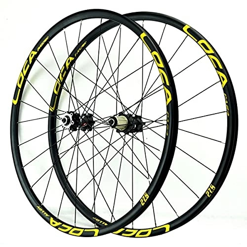 Mountain Bike Wheel : Bicycle Wheel Set 26" / 27.5" / 29" For Mountain Bike Double Wall Rims Disc Brake 8 9 10 11 12 Speed Cassette QR Wheel 24H (Color : Gold, Size : 27.5")