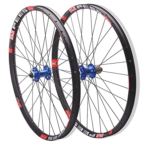 Mountain Bike Wheel : Bicycle Wheel Set 26 27.5 29 Inch Mountain Bike Wheelset Disc Brake 32 Holes Aluminum Alloy Rim 120 Clicks Quick Release MTB Wheel For 7-12 Speed Cassette (Color : Blue, Size : 29inch)