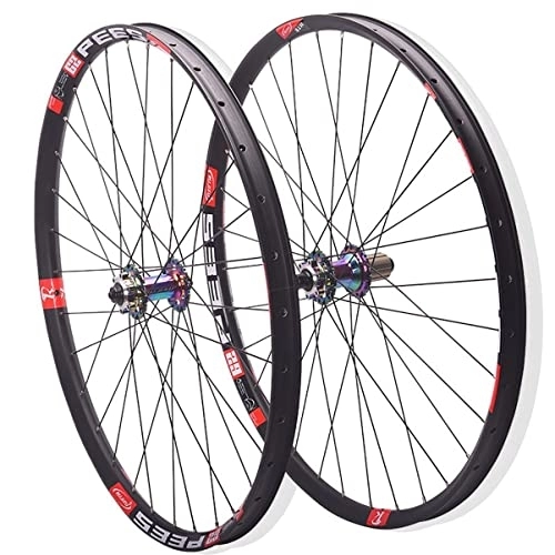 Mountain Bike Wheel : Bicycle Wheel Set 26 27.5 29 Inch Mountain Bike Wheelset Disc Brake 32 Holes Aluminum Alloy Rim 120 Clicks Quick Release MTB Wheel For 7-12 Speed Cassette (Color : Colorful, Size : 27.5inch)