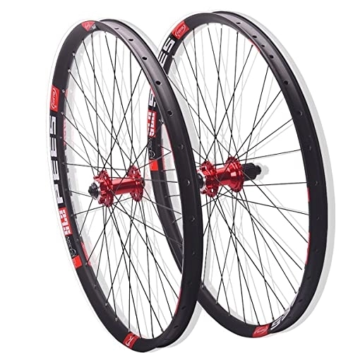 Mountain Bike Wheel : Bicycle Wheel Set 26 27.5 29 Inch Mountain Bike Wheelset Disc Brake 32 Holes Aluminum Alloy Rim 120 Clicks Quick Release MTB Wheel For 7-12 Speed Cassette (Color : Red, Size : 29inch)
