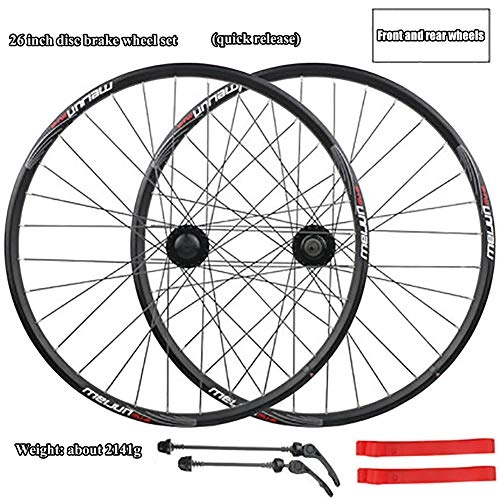 Mountain Bike Wheel : Bicycle wheel set, 26 inch Alloy Mountain Disc Double Wall, Disc brake split mountain bike wheel, Quick release