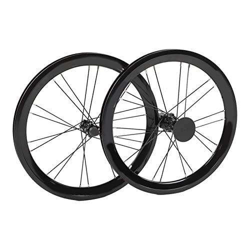 Mountain Bike Wheel : Bicycle Wheel Set, Stable Riding Mountain Bike Wheel Set for Folding Bike (Black)
